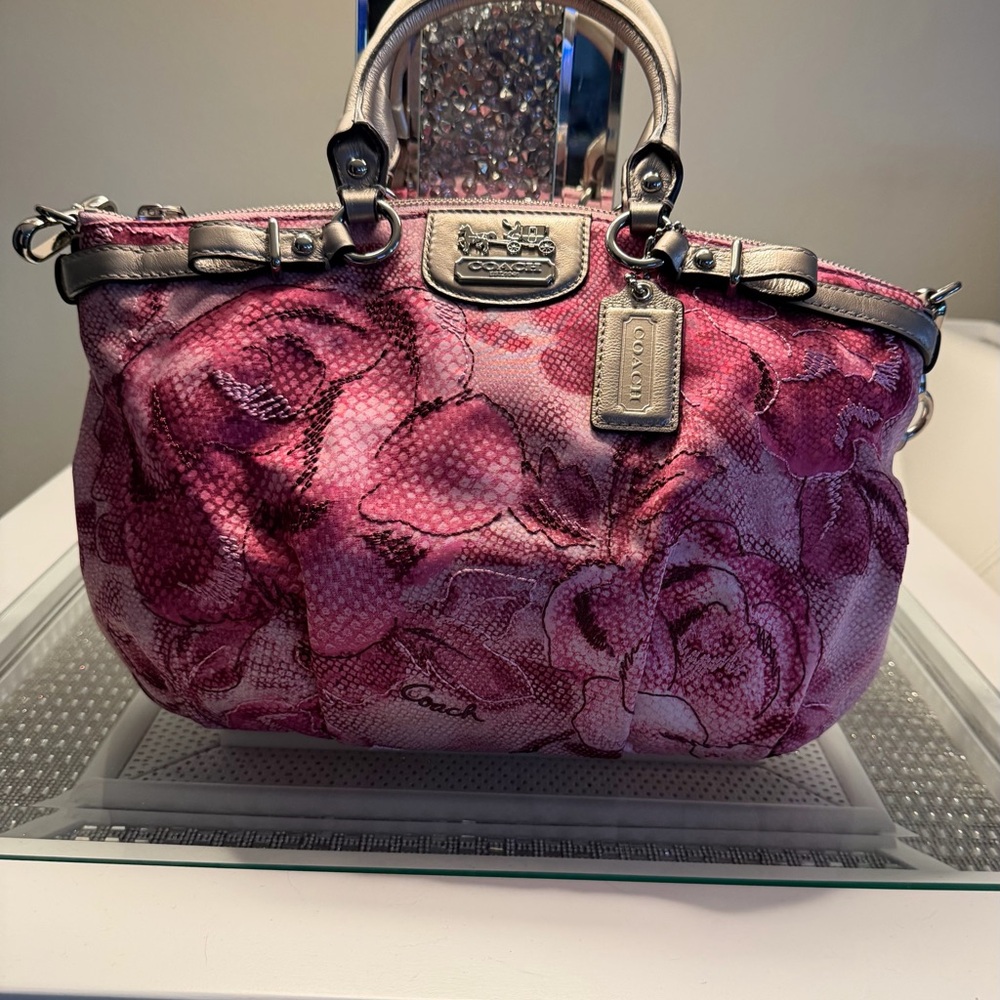 Coach Pink Floral Satchel Bag - Picture 3 of 8